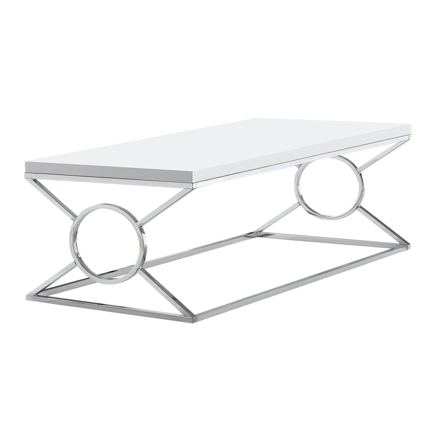 HomeRoots 22" x 44" x 18.5" White Metal Coffee Table