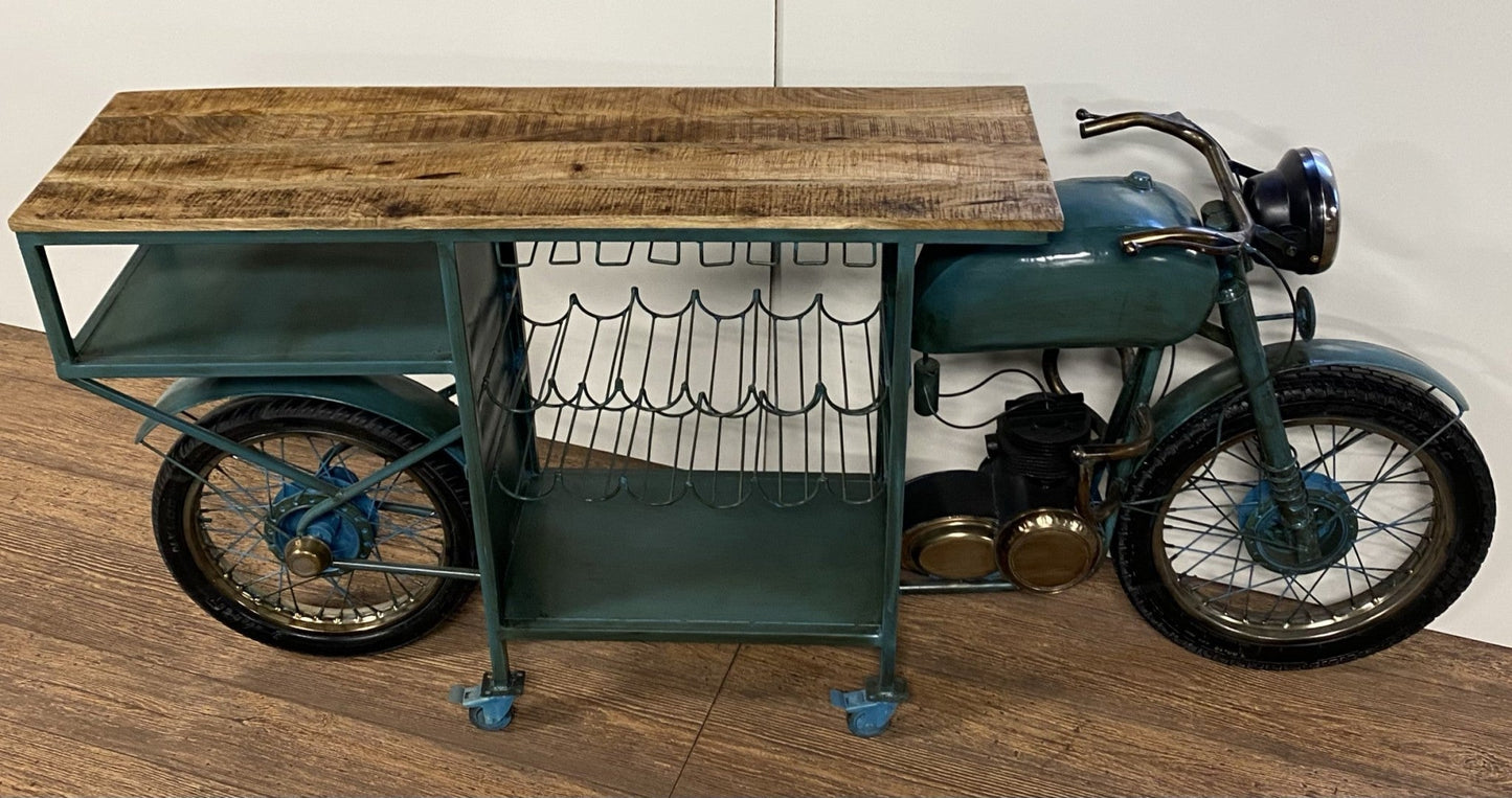 HomeRoots 22" x 86.5" x 40" TMPH Bike Bar With Antiqued Green Finish