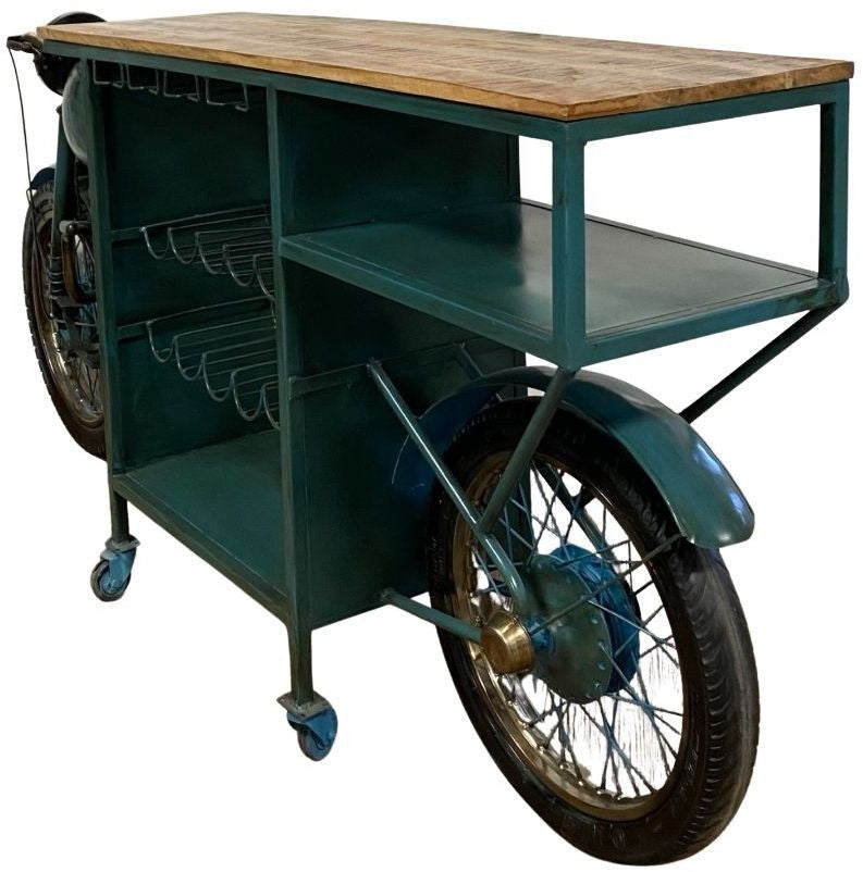 HomeRoots 22" x 86.5" x 40" TMPH Bike Bar With Antiqued Green Finish