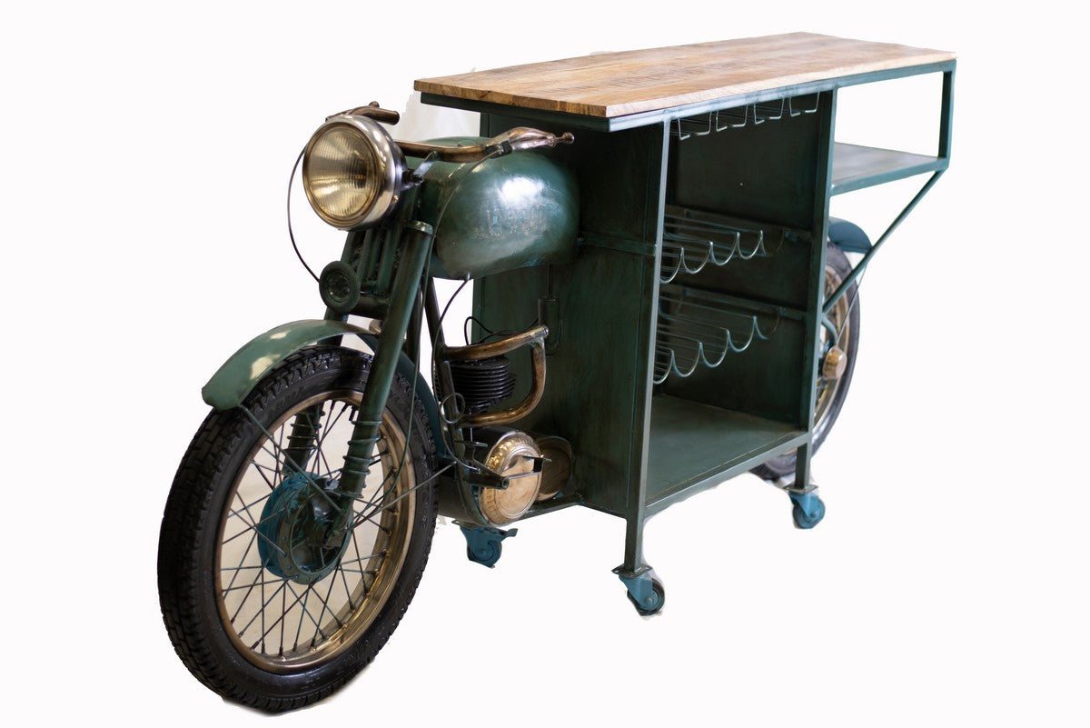 HomeRoots 22" x 86.5" x 40" TMPH Bike Bar With Antiqued Green Finish