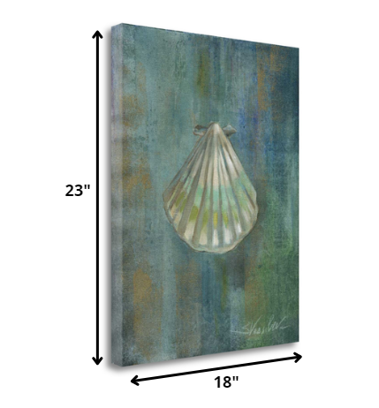 HomeRoots 23" Blue Seashell Giclee Wrap Canvas Wall Art