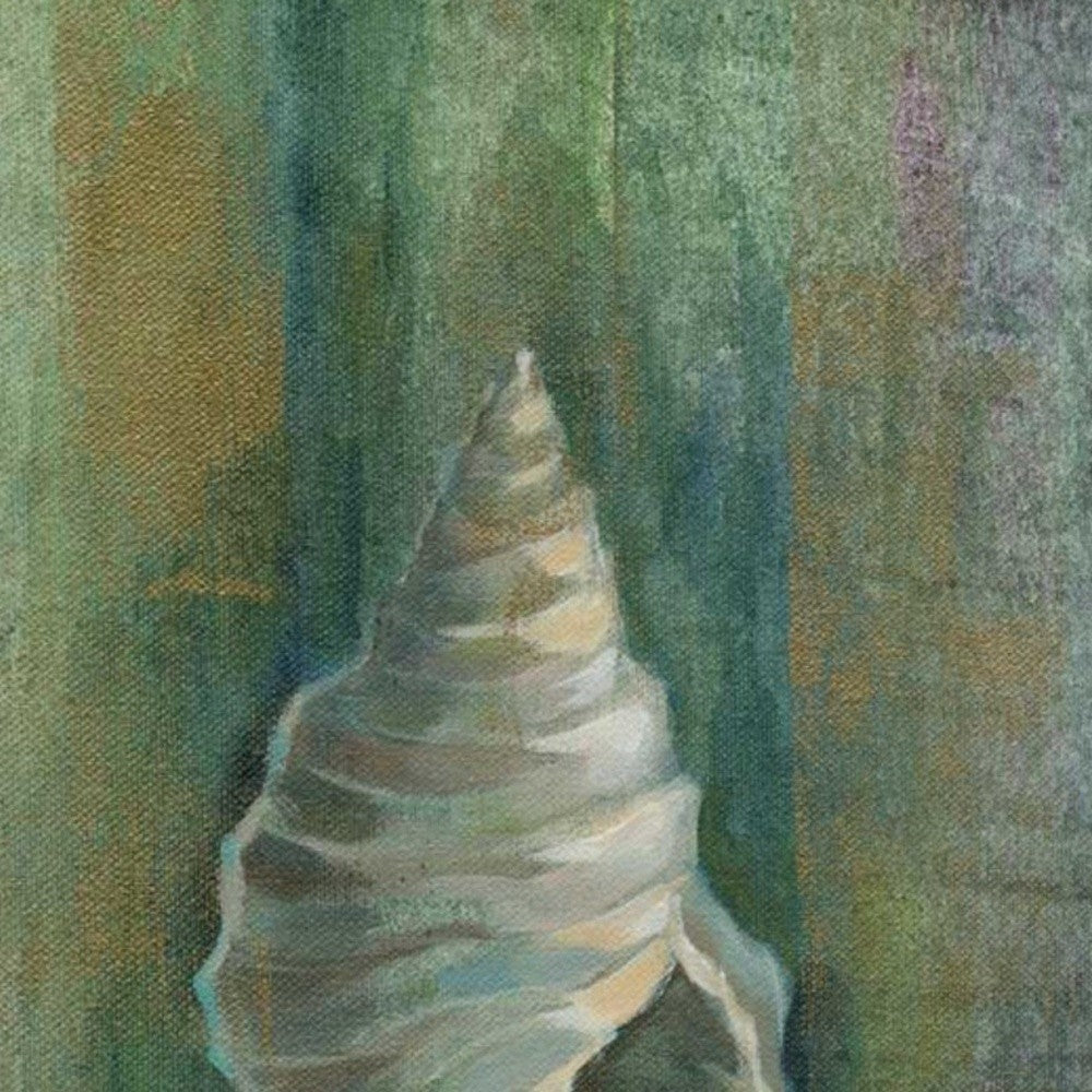 HomeRoots 23" Blue and Green Seashell Giclee Wrap Canvas Wall Art