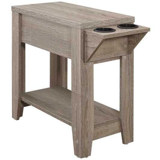 HomeRoots 23" End Table With Shelf in Taupe Finish