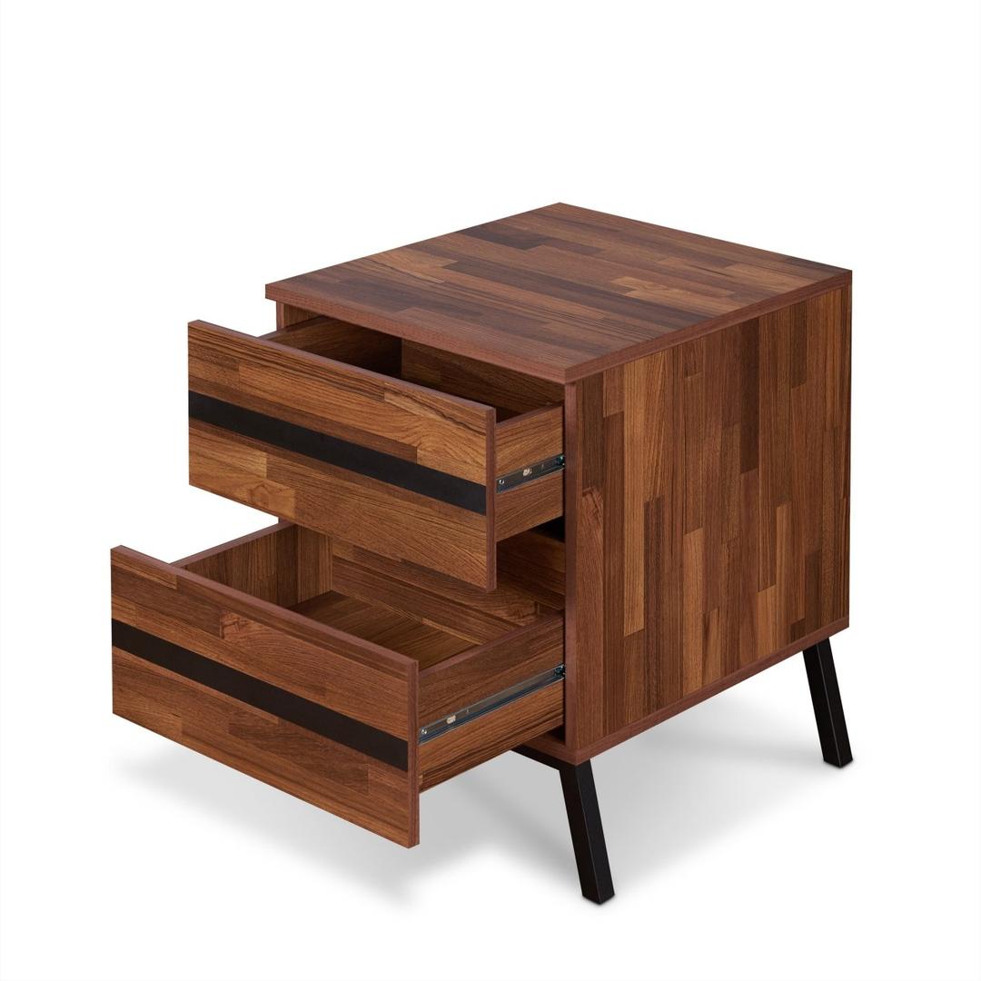 HomeRoots 23" End Table With Two Drawers in Black And Brown Finish