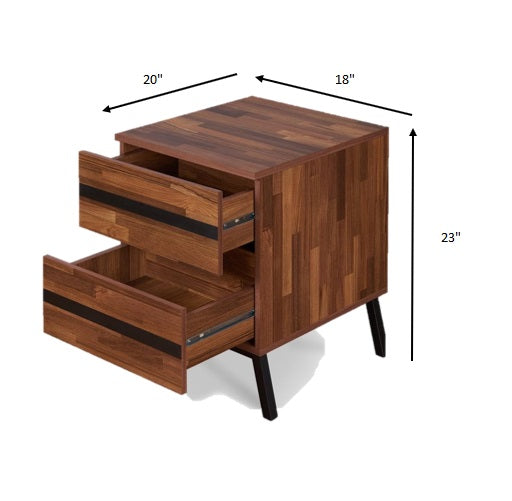 HomeRoots 23" End Table With Two Drawers in Black And Brown Finish