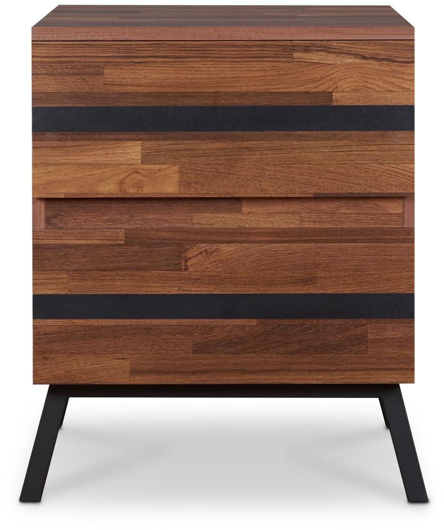 HomeRoots 23" End Table With Two Drawers in Black And Brown Finish