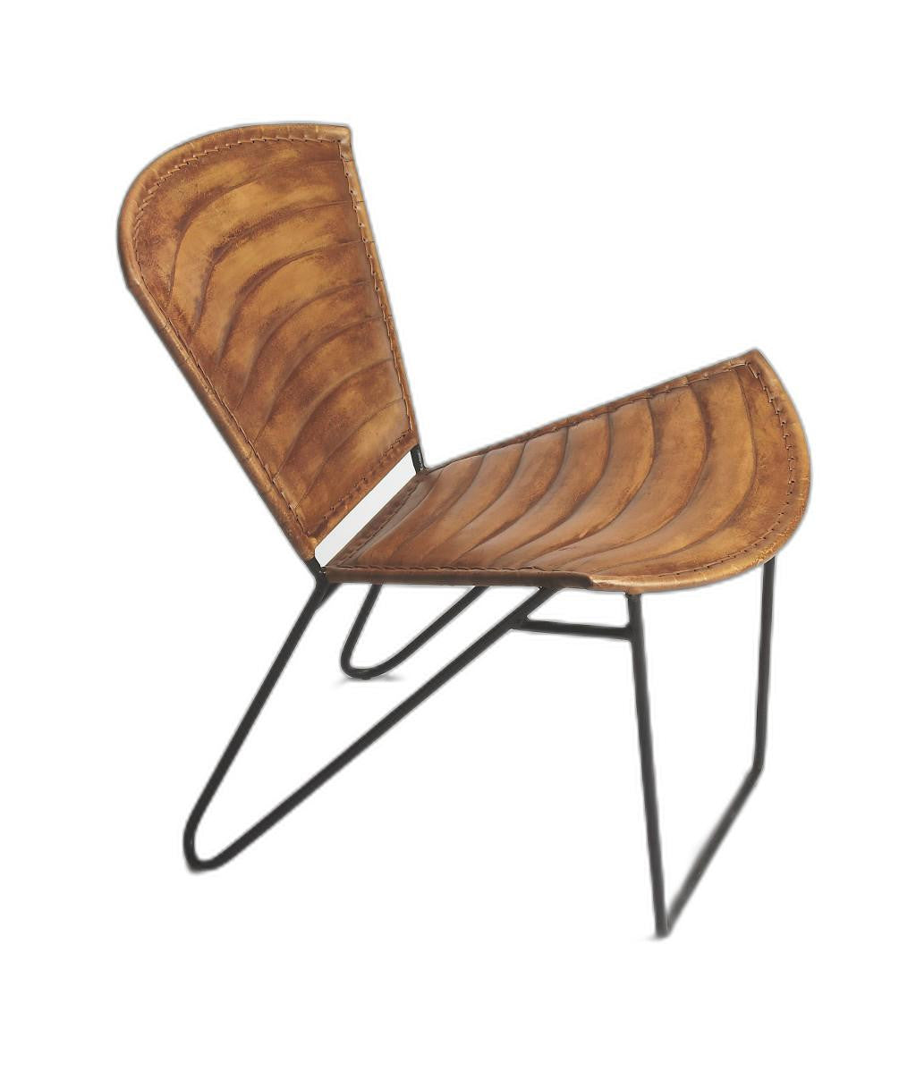 HomeRoots 23" Faux Leather Clamshell Accent Chair in Brown Finish