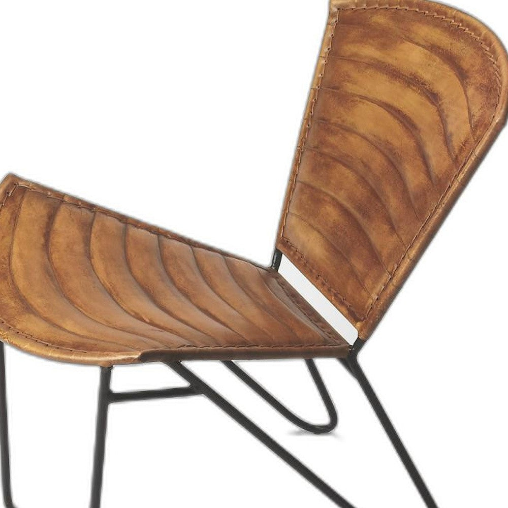 HomeRoots 23" Faux Leather Clamshell Accent Chair in Brown Finish