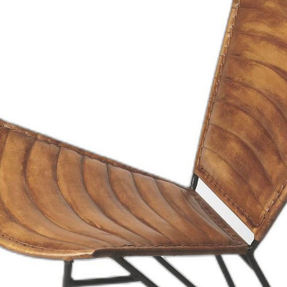 HomeRoots 23" Faux Leather Clamshell Accent Chair in Brown Finish