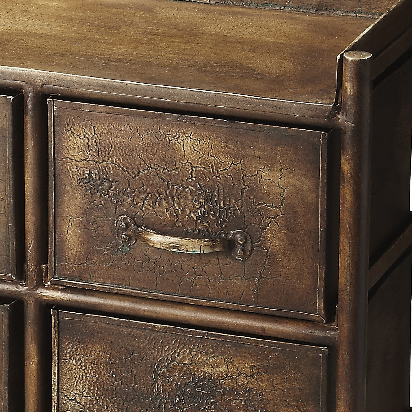 HomeRoots 23" Metal Six Drawer Chest in Bronze Finish