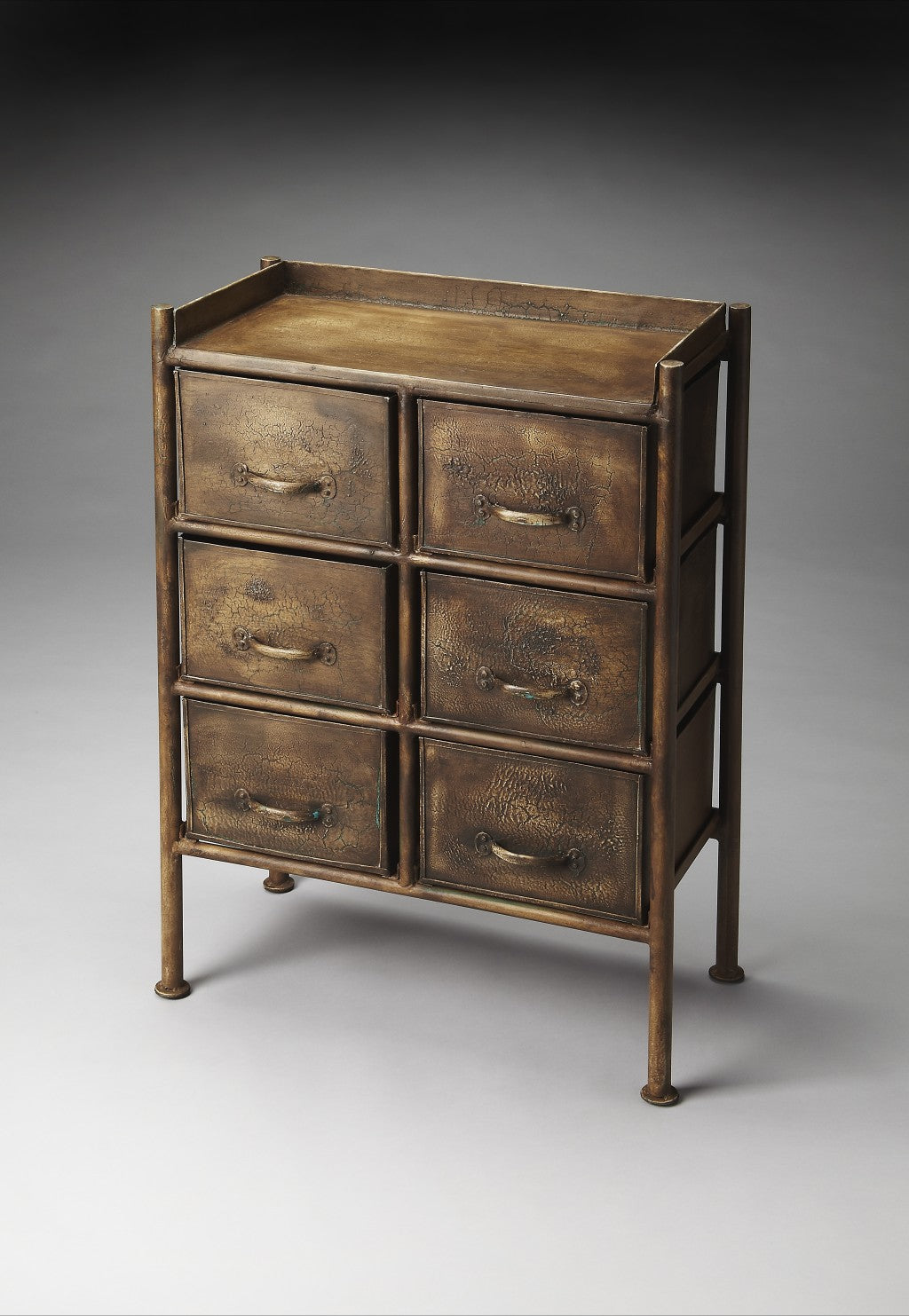 HomeRoots 23" Metal Six Drawer Chest in Bronze Finish