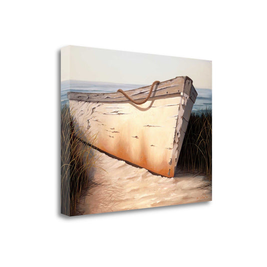 HomeRoots 23" Old Fishing Boat On White Sands Giclee Wrap Canvas Wall Art