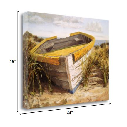 HomeRoots 23" Old Rugged Fishing Boat Giclee Wrap Canvas Wall Art