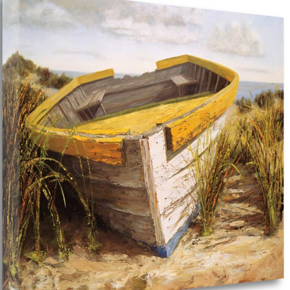 HomeRoots 23" Old Rugged Fishing Boat Giclee Wrap Canvas Wall Art