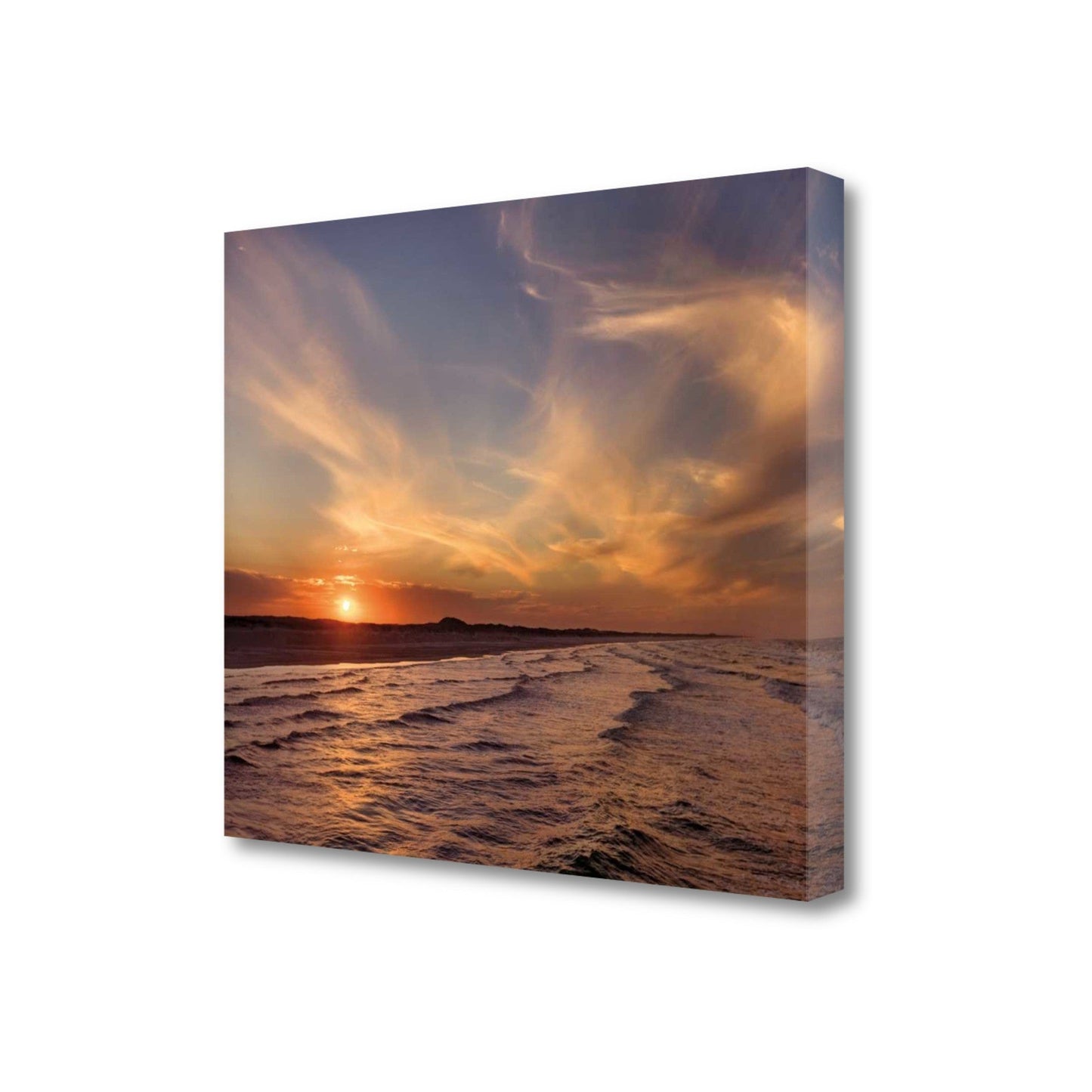 HomeRoots 23" Orange Sunset Over The Ocean 2 Giclee Wrap Canvas Wall Art