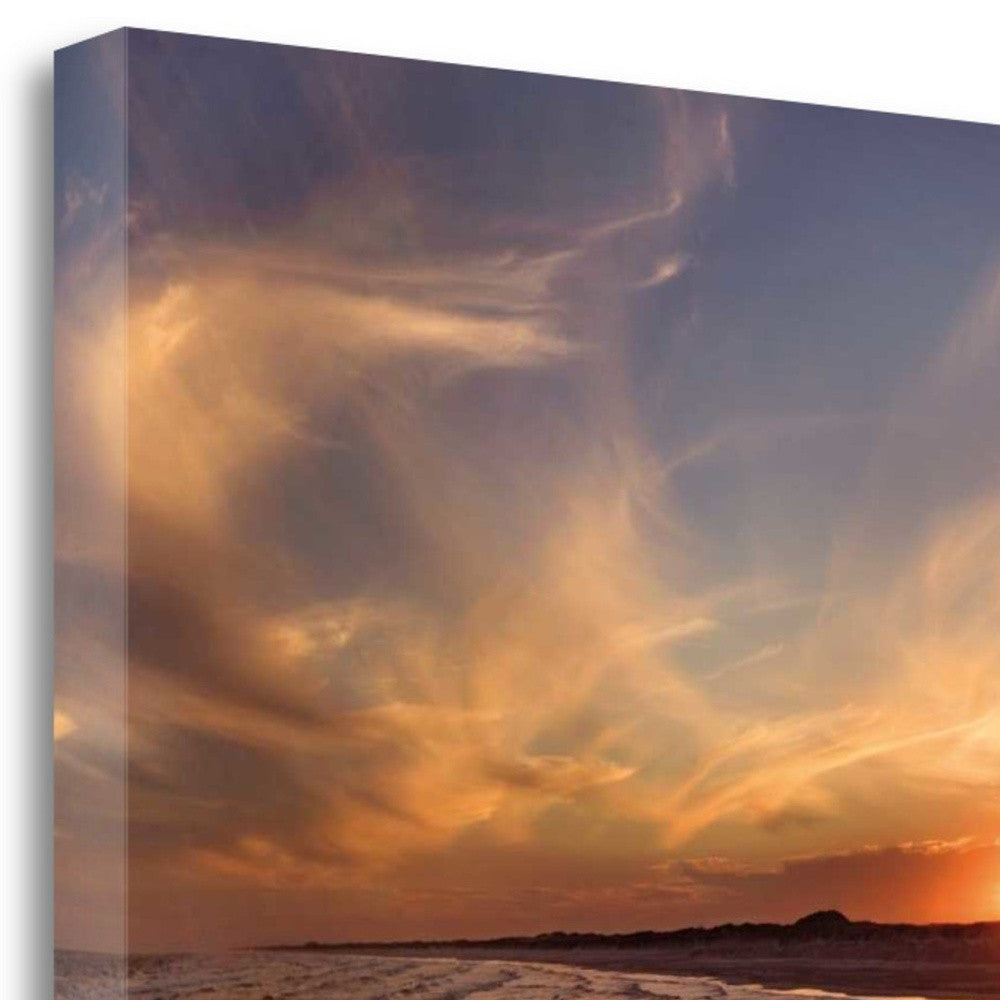 HomeRoots 23" Orange Sunset Over The Ocean 2 Giclee Wrap Canvas Wall Art