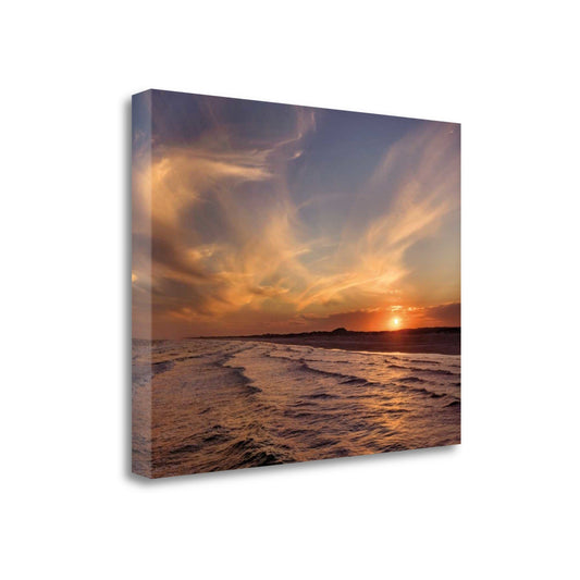 HomeRoots 23" Orange Sunset Over The Ocean 2 Giclee Wrap Canvas Wall Art