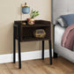 HomeRoots 23" Rectangular Espresso Accent Table With Black Metal Legs