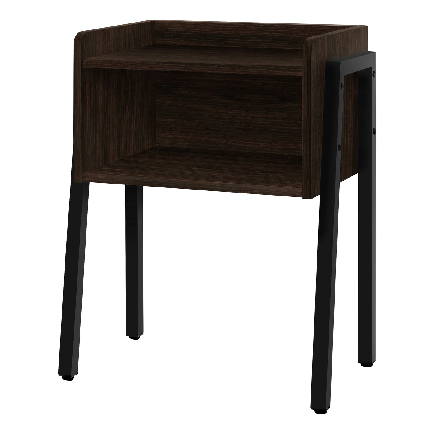 HomeRoots 23" Rectangular Espresso Accent Table With Black Metal Legs