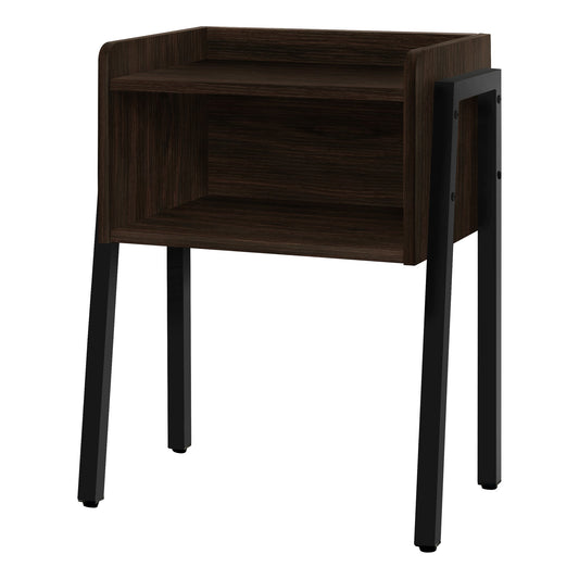HomeRoots 23" Rectangular Espresso Accent Table With Black Metal Legs