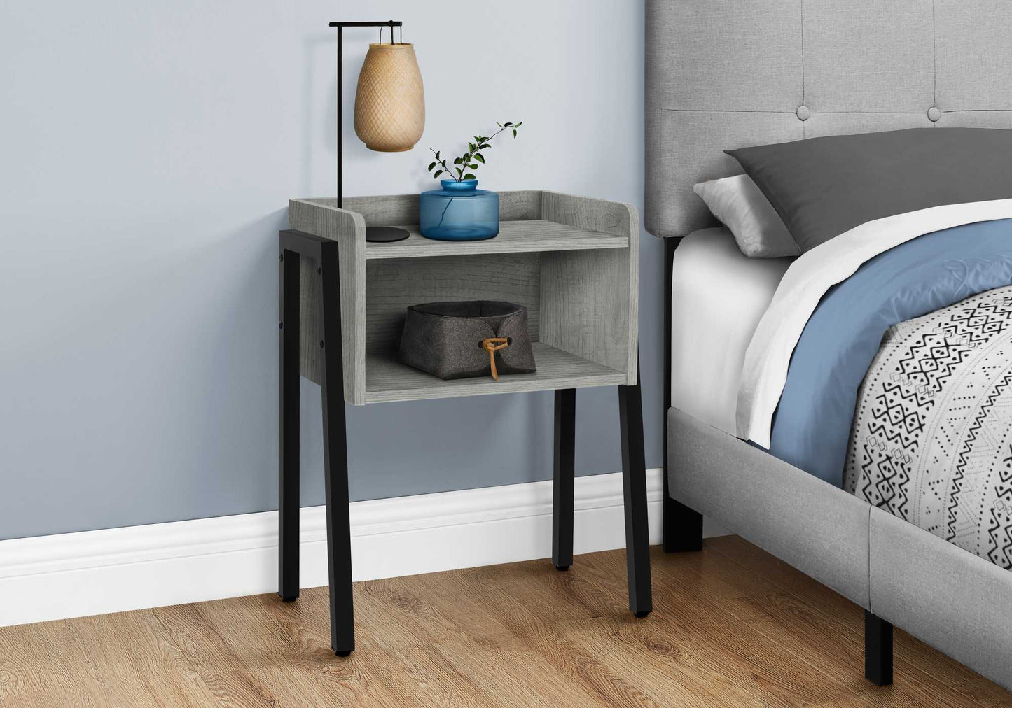 HomeRoots 23" Rectangular Metal Accent Table With Grey and Black Finish