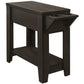 HomeRoots 23" Side Accent Table With Adjustable Cup Holder Drawer nd Bottom Shelf in Cappuccino Finish