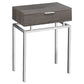 HomeRoots 23" Silver And Deep Taupe End Table With Drawer