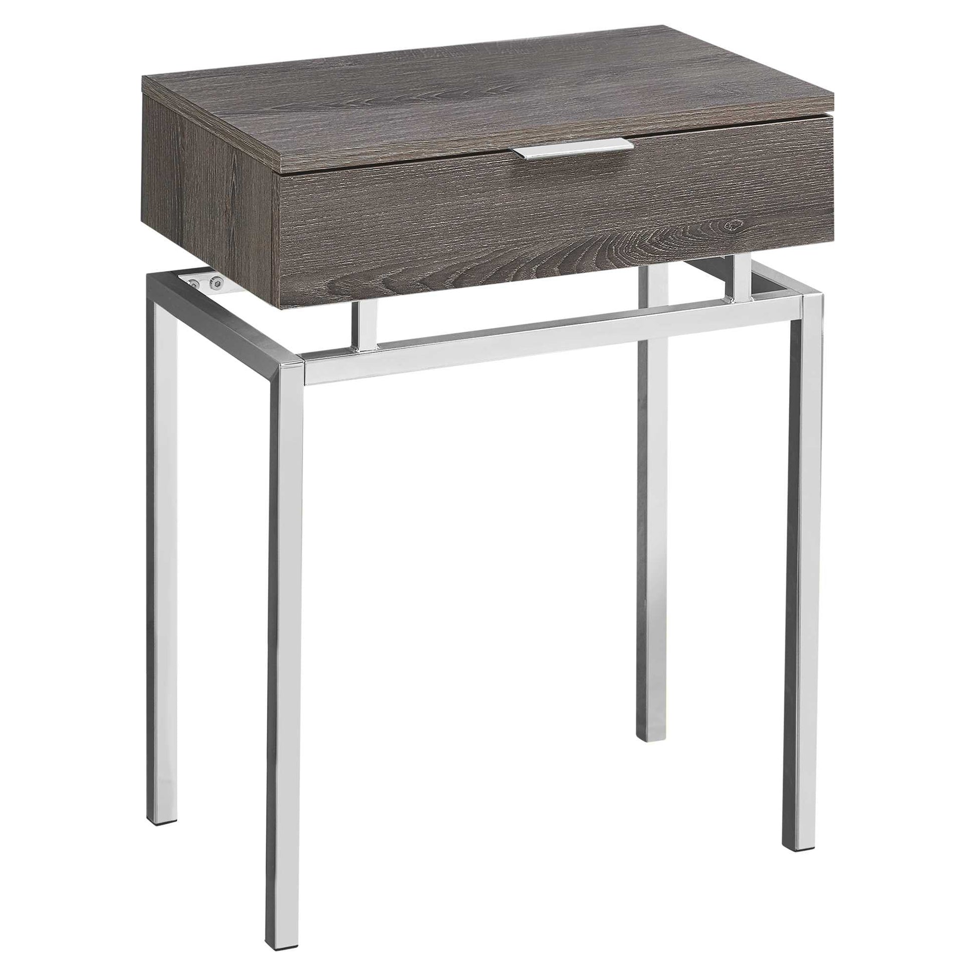 HomeRoots 23" Silver And Deep Taupe End Table With Drawer