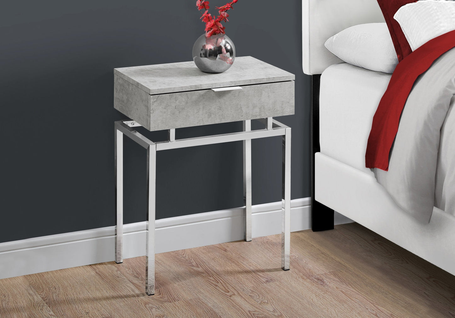 HomeRoots 23" Silver And Gray End Table With Drawer
