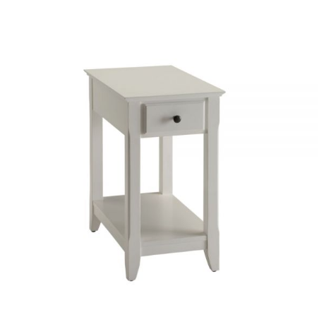 HomeRoots 23" Solid And Manufactured Wood Mirrored End Table With Drawer And Shelf in White Finish