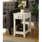 HomeRoots 23" Solid And Manufactured Wood Mirrored End Table With Drawer And Shelf in White Finish