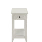 HomeRoots 23" Solid And Manufactured Wood Mirrored End Table With Drawer And Shelf in White Finish
