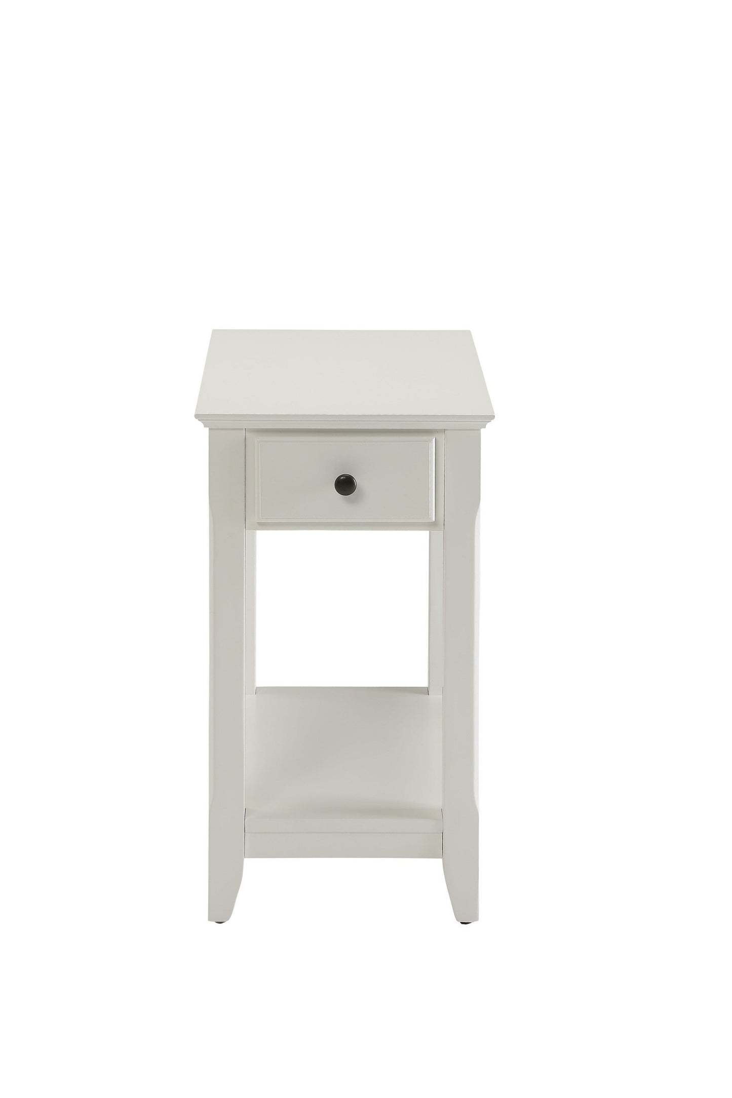 HomeRoots 23" Solid And Manufactured Wood Mirrored End Table With Drawer And Shelf in White Finish