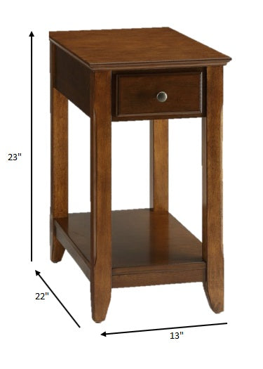 HomeRoots 23" Solid Wood End Table in Brown Finish