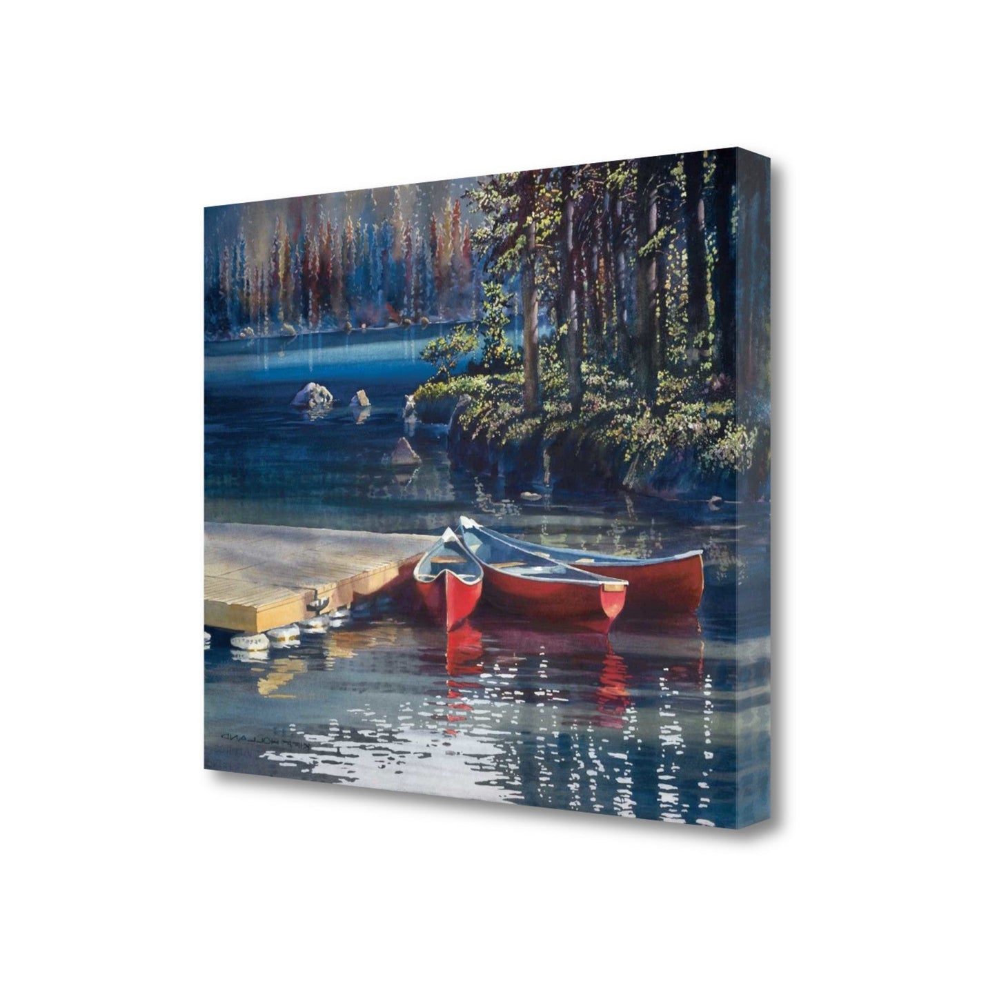 HomeRoots 23" Three Red Boats Giclee Wrap Canvas Wall Art