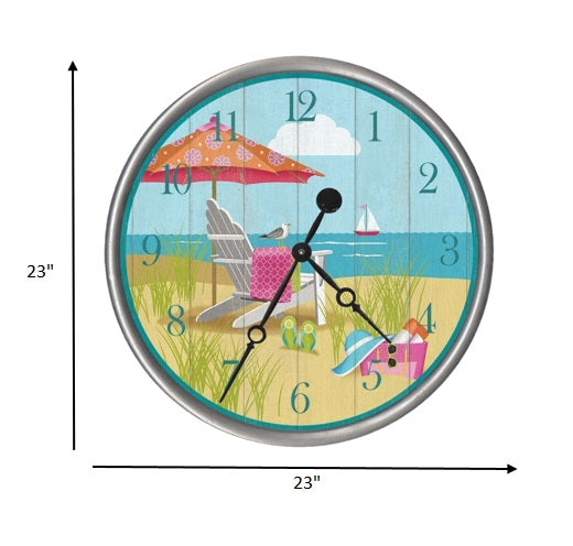 HomeRoots 23" Vibrant Day at the Beach Wall Clock