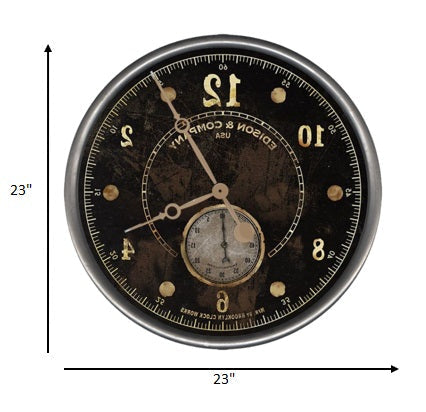 HomeRoots 23" Vintage Look Black Wall Clock