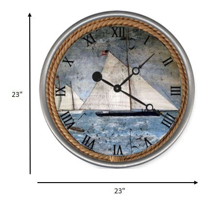 HomeRoots 23" Vintage Nautical Sailboats Wall Clock