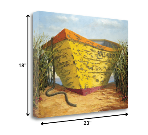HomeRoots 23" Vintage Orange and Yellow Mini Boat Giclee Wrap Canvas Wall Art