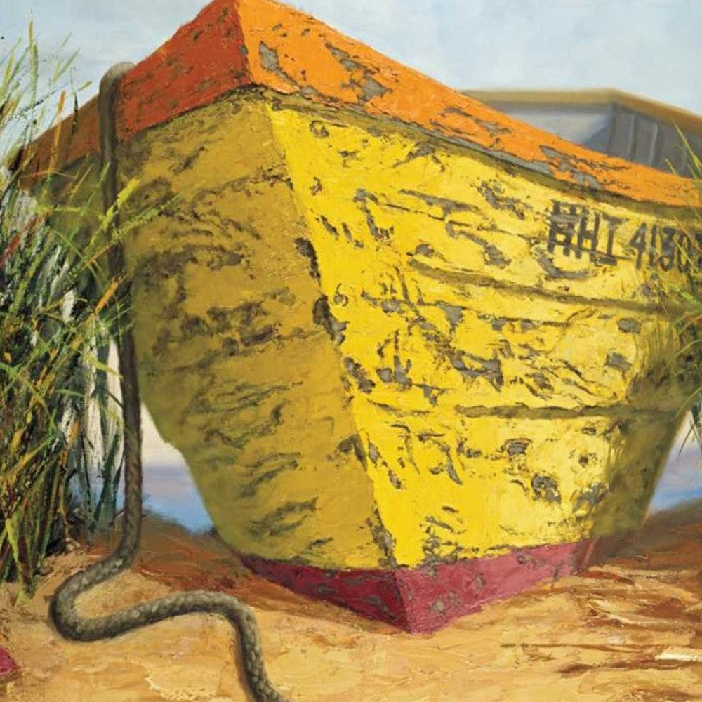 HomeRoots 23" Vintage Orange and Yellow Mini Boat Giclee Wrap Canvas Wall Art