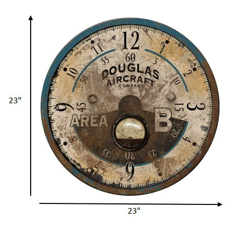HomeRoots 23" Vintage Teal Aviator's Wall Clock