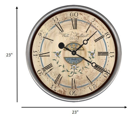 HomeRoots 23" Vintage Wedgwood Blue and Taupe Wall Clock