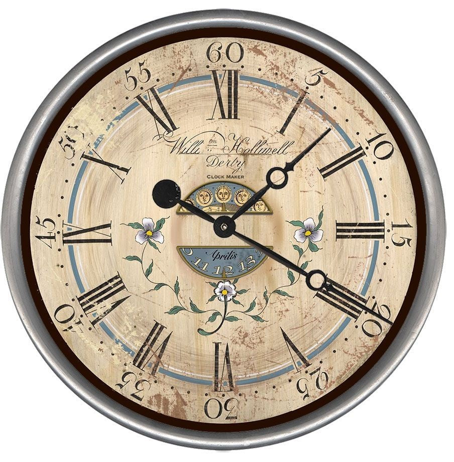 HomeRoots 23" Vintage Wedgwood Blue and Taupe Wall Clock