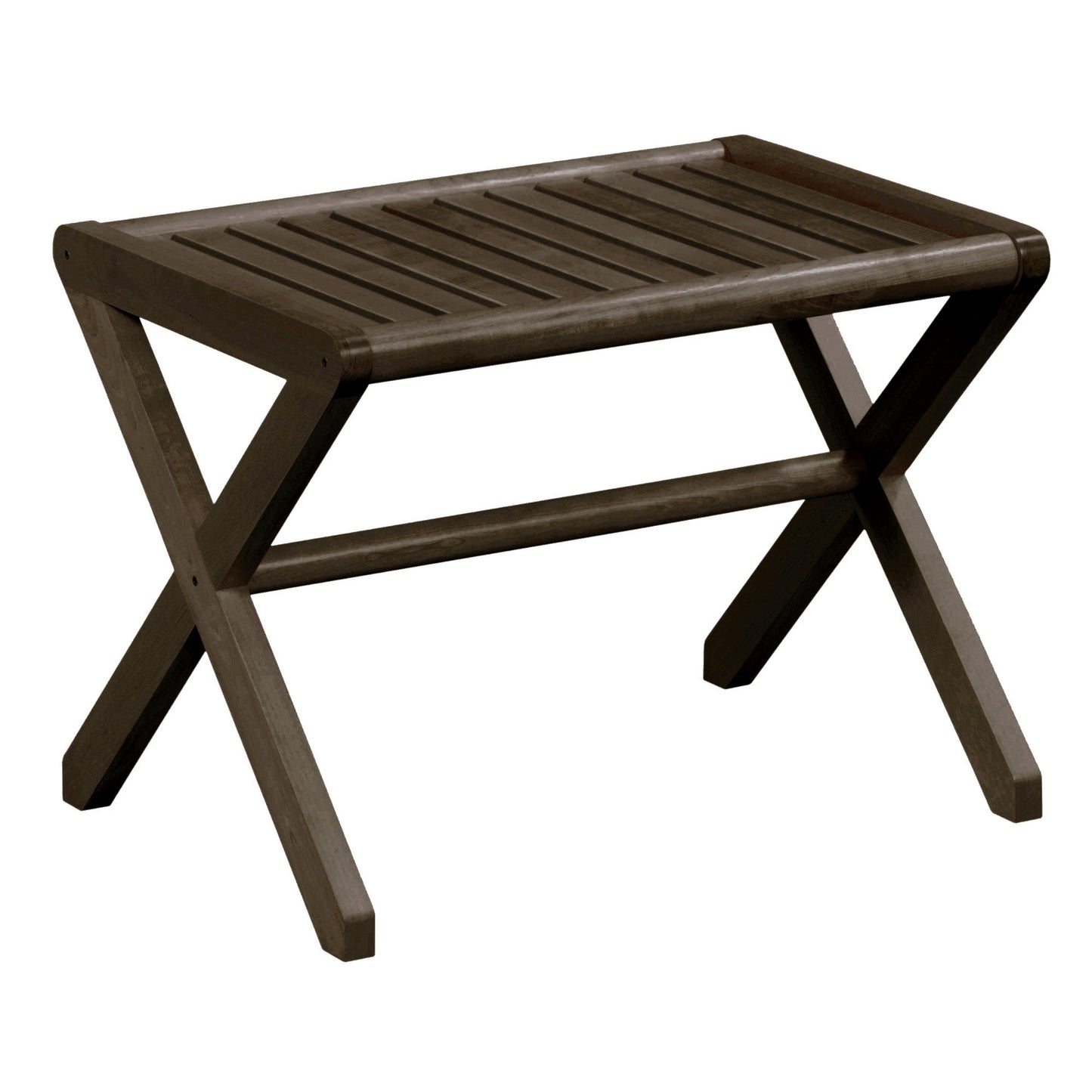 HomeRoots 23" Wood Slat Stool Or End Table in Dark Brown Finish