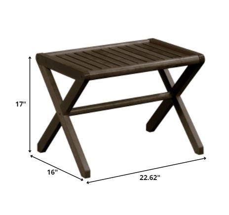 HomeRoots 23" Wood Slat Stool Or End Table in Dark Brown Finish