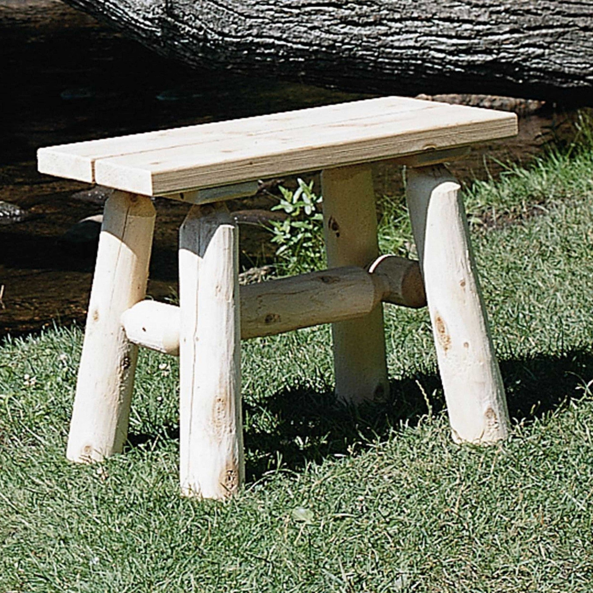 HomeRoots 23" x 11" x 18" Natural Wood End Bench Pair