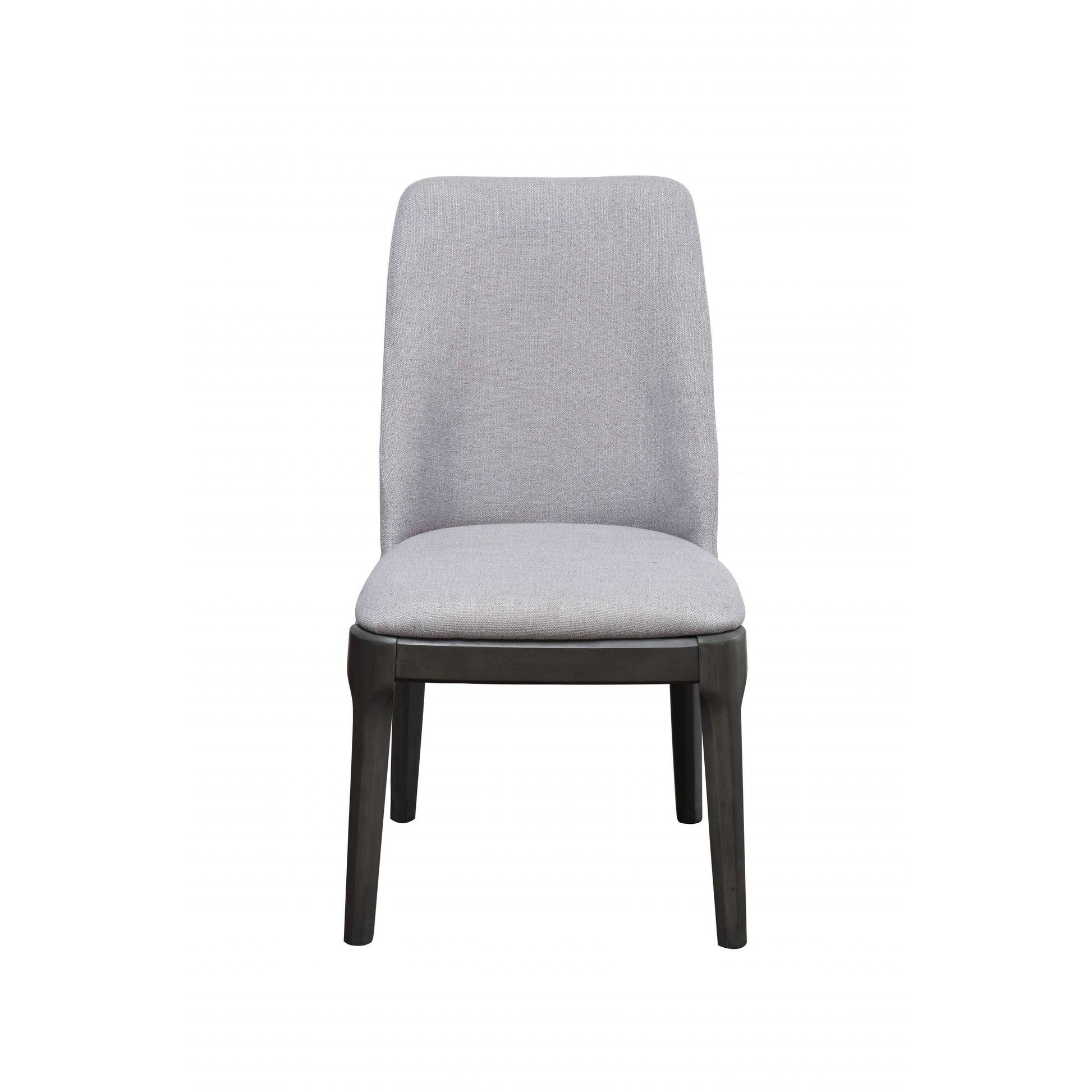 HomeRoots 23" x 21" x 39" Linen Upholstered Seat And Oak Wood Side Chair in Light Gray Finish