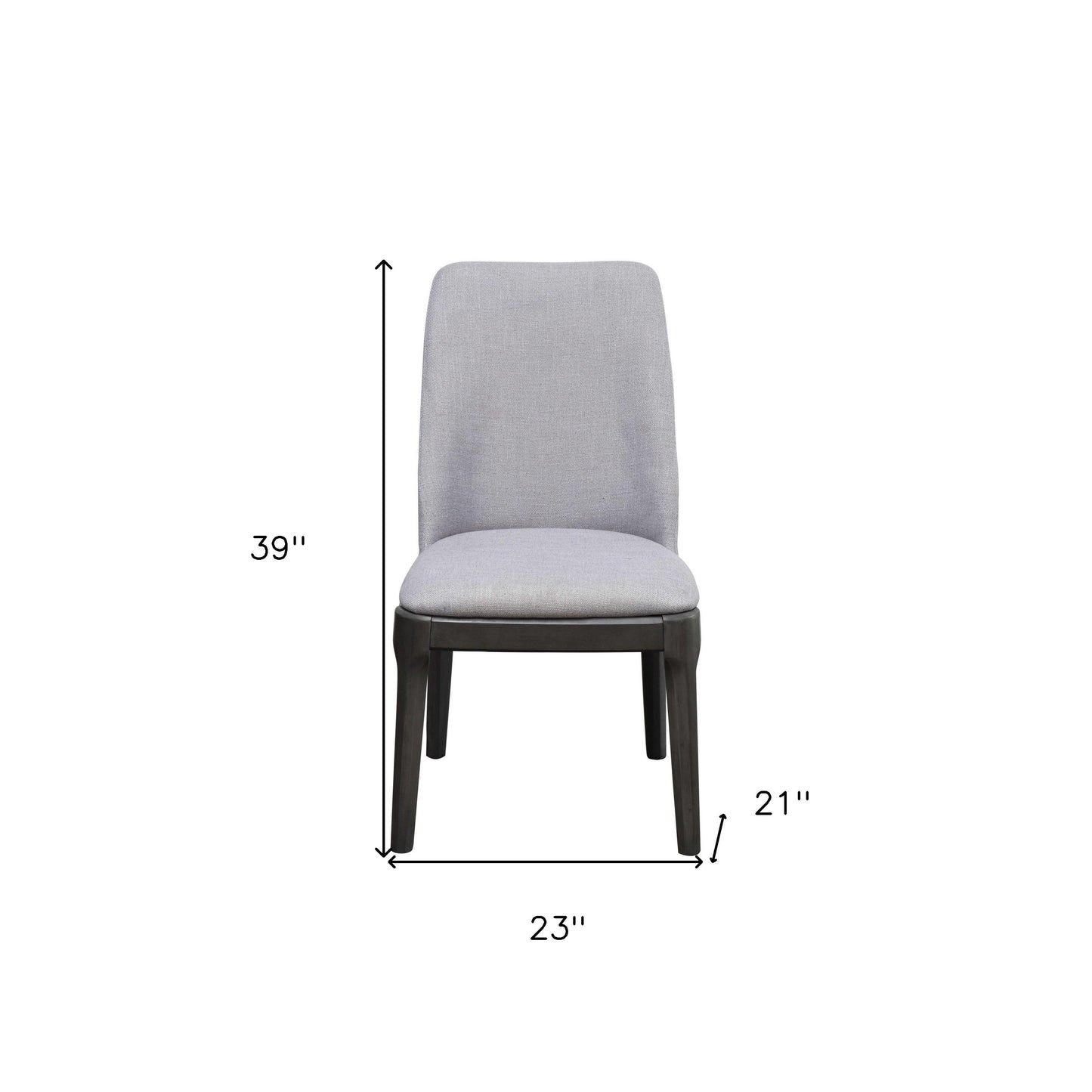 HomeRoots 23" x 21" x 39" Linen Upholstered Seat And Oak Wood Side Chair in Light Gray Finish