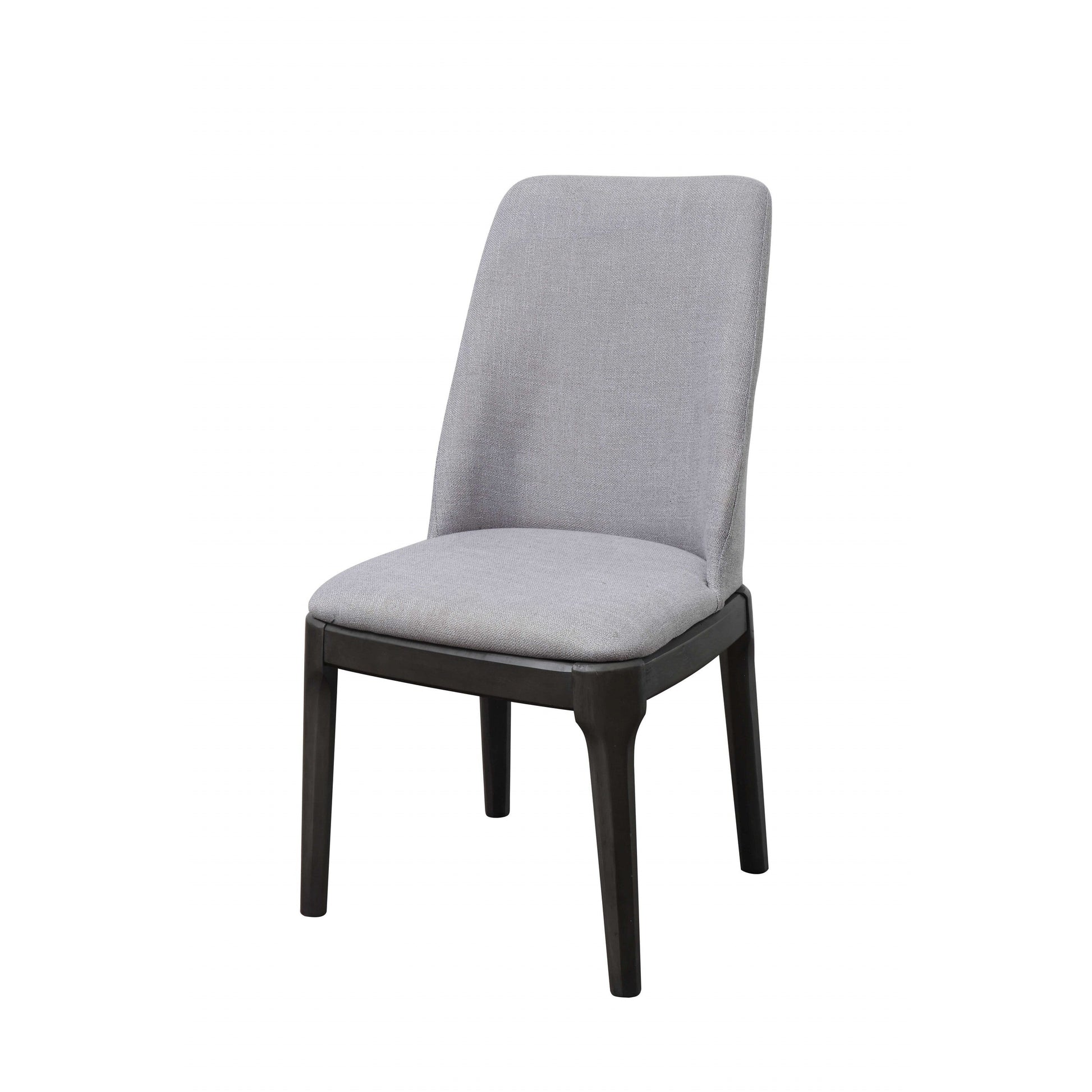HomeRoots 23" x 21" x 39" Linen Upholstered Seat And Oak Wood Side Chair in Light Gray Finish