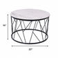 HomeRoots 23" x 23" x 16" White Ceramic Side Table With Black Iron Base